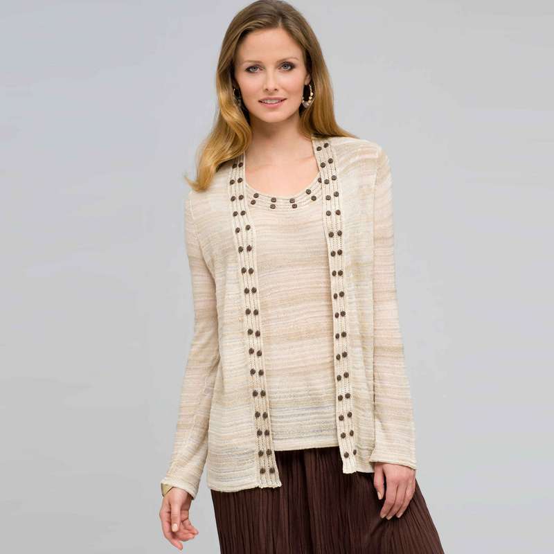 Open Front Cardigan, toast combo, large image number 0